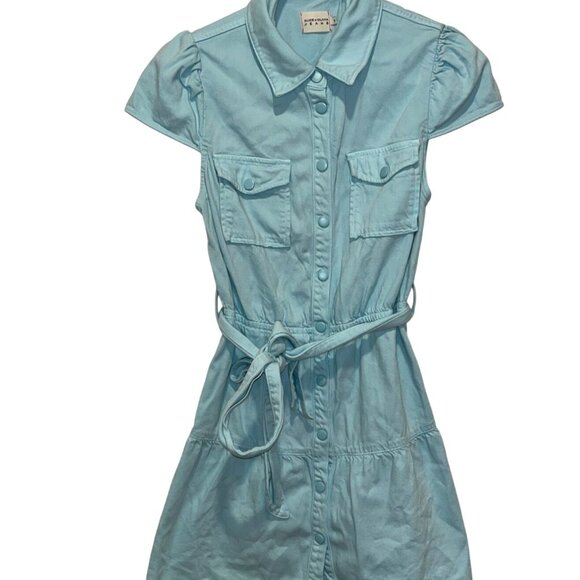 Alice + Olivia Miranda Puff Sleeve Denim Mini Dress in Rockstar Blue Size 4 - Picture 4 of 12